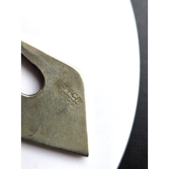 Vintage Purple Abalone Shell Sterling Earrings 2.5" marked Alpaca Mexico - Picture 4 of 6